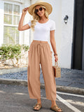 Chiclily Women's High Waisted Palazzo Pants Casual Loose Wide Leg Trousers with Pockets Drawstring Flowy Pants