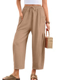 Chiclily Women's High Waisted Palazzo Pants Casual Loose Wide Leg Trousers with Pockets Drawstring Flowy Pants