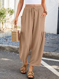 Chiclily Women's High Waisted Palazzo Pants Casual Loose Wide Leg Trousers with Pockets Drawstring Flowy Pants