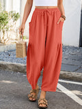 Chiclily Women's High Waisted Palazzo Pants Casual Loose Wide Leg Trousers with Pockets Drawstring Flowy Pants