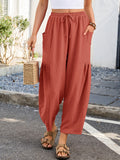 Chiclily Women's High Waisted Palazzo Pants Casual Loose Wide Leg Trousers with Pockets Drawstring Flowy Pants