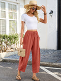 Chiclily Women's High Waisted Palazzo Pants Casual Loose Wide Leg Trousers with Pockets Drawstring Flowy Pants
