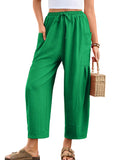 Chiclily Women's High Waisted Palazzo Pants Casual Loose Wide Leg Trousers with Pockets Drawstring Flowy Pants