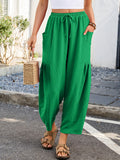 Chiclily Women's High Waisted Palazzo Pants Casual Loose Wide Leg Trousers with Pockets Drawstring Flowy Pants