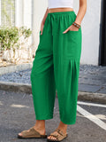 Chiclily Women's High Waisted Palazzo Pants Casual Loose Wide Leg Trousers with Pockets Drawstring Flowy Pants