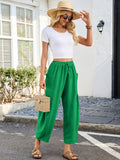 Chiclily Women's High Waisted Palazzo Pants Casual Loose Wide Leg Trousers with Pockets Drawstring Flowy Pants