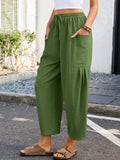 Chiclily Women's High Waisted Palazzo Pants Casual Loose Wide Leg Trousers with Pockets Drawstring Flowy Pants