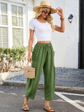 Chiclily Women's High Waisted Palazzo Pants Casual Loose Wide Leg Trousers with Pockets Drawstring Flowy Pants