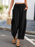 Chiclily Women's High Waisted Palazzo Pants Casual Loose Wide Leg Trousers with Pockets Drawstring Flowy Pants