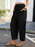 Chiclily Women's High Waisted Palazzo Pants Casual Loose Wide Leg Trousers with Pockets Drawstring Flowy Pants