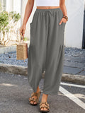 Chiclily Women's High Waisted Palazzo Pants Casual Loose Wide Leg Trousers with Pockets Drawstring Flowy Pants