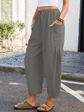 Chiclily Women's High Waisted Palazzo Pants Casual Loose Wide Leg Trousers with Pockets Drawstring Flowy Pants