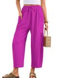 Chiclily Women's High Waisted Palazzo Pants Casual Loose Wide Leg Trousers with Pockets Drawstring Flowy Pants