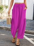 Chiclily Women's High Waisted Palazzo Pants Casual Loose Wide Leg Trousers with Pockets Drawstring Flowy Pants