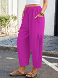 Chiclily Women's High Waisted Palazzo Pants Casual Loose Wide Leg Trousers with Pockets Drawstring Flowy Pants