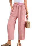 Chiclily Women's High Waisted Palazzo Pants Casual Loose Wide Leg Trousers with Pockets Drawstring Flowy Pants