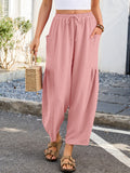 Chiclily Women's High Waisted Palazzo Pants Casual Loose Wide Leg Trousers with Pockets Drawstring Flowy Pants