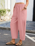Chiclily Women's High Waisted Palazzo Pants Casual Loose Wide Leg Trousers with Pockets Drawstring Flowy Pants