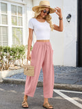 Chiclily Women's High Waisted Palazzo Pants Casual Loose Wide Leg Trousers with Pockets Drawstring Flowy Pants