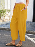 Chiclily Women's High Waisted Palazzo Pants Casual Loose Wide Leg Trousers with Pockets Drawstring Flowy Pants