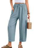 Chiclily Women's High Waisted Palazzo Pants Casual Loose Wide Leg Trousers with Pockets Drawstring Flowy Pants