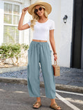 Chiclily Women's High Waisted Palazzo Pants Casual Loose Wide Leg Trousers with Pockets Drawstring Flowy Pants