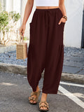 Chiclily Women's High Waisted Palazzo Pants Casual Loose Wide Leg Trousers with Pockets Drawstring Flowy Pants