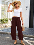 Chiclily Women's High Waisted Palazzo Pants Casual Loose Wide Leg Trousers with Pockets Drawstring Flowy Pants