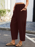 Chiclily Women's High Waisted Palazzo Pants Casual Loose Wide Leg Trousers with Pockets Drawstring Flowy Pants