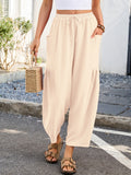 Chiclily Women's High Waisted Palazzo Pants Casual Loose Wide Leg Trousers with Pockets Drawstring Flowy Pants
