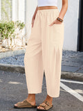 Chiclily Women's High Waisted Palazzo Pants Casual Loose Wide Leg Trousers with Pockets Drawstring Flowy Pants