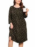 SHOWMALL Women's Plus Size Nightgowns Comfy 3/4 Sleeve Sleepwear Casual Loungewear with Pockets
