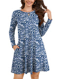 Chiclily Women's Long Sleeve Casual Dress Large Tunic Dress Loose T-Shirt Dress with Pockets