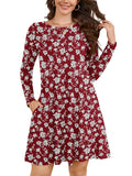 Chiclily Women's Long Sleeve Casual Dress Large Tunic Dress Loose T-Shirt Dress with Pockets