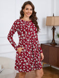 Chiclily Women's Long Sleeve Casual Dress Large Tunic Dress Loose T-Shirt Dress with Pockets
