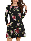 Chiclily Women's Long Sleeve Casual Dress Large Tunic Dress Loose T-Shirt Dress with Pockets