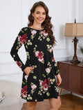 Chiclily Women's Long Sleeve Casual Dress Large Tunic Dress Loose T-Shirt Dress with Pockets