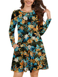 Chiclily Women's Long Sleeve Casual Dress Large Tunic Dress Loose T-Shirt Dress with Pockets