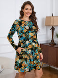Chiclily Women's Long Sleeve Casual Dress Large Tunic Dress Loose T-Shirt Dress with Pockets
