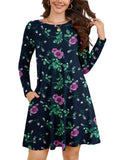 Chiclily Women's Long Sleeve Casual Dress Large Tunic Dress Loose T-Shirt Dress with Pockets