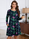 Chiclily Women's Long Sleeve Casual Dress Large Tunic Dress Loose T-Shirt Dress with Pockets