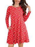 Chiclily Women's Long Sleeve Casual Dress Large Tunic Dress Loose T-Shirt Dress with Pockets