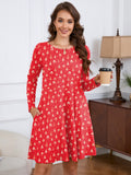 Chiclily Women's Long Sleeve Casual Dress Large Tunic Dress Loose T-Shirt Dress with Pockets