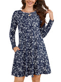 Chiclily Women's Long Sleeve Casual Dress Large Tunic Dress Loose T-Shirt Dress with Pockets