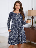 Chiclily Women's Long Sleeve Casual Dress Large Tunic Dress Loose T-Shirt Dress with Pockets