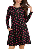 Chiclily Women's Long Sleeve Casual Dress Large Tunic Dress Loose T-Shirt Dress with Pockets