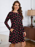 Chiclily Women's Long Sleeve Casual Dress Large Tunic Dress Loose T-Shirt Dress with Pockets