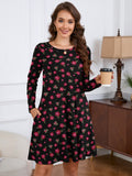 Chiclily Women's Long Sleeve Casual Dress Large Tunic Dress Loose T-Shirt Dress with Pockets