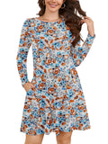 Chiclily Women's Long Sleeve Casual Dress Large Tunic Dress Loose T-Shirt Dress with Pockets