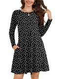 Chiclily Women's Long Sleeve Casual Dress Large Tunic Dress Loose T-Shirt Dress with Pockets